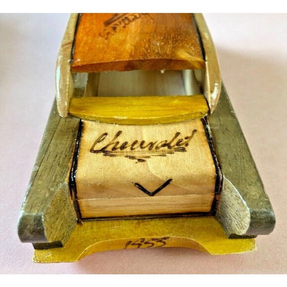VINTAGE 1955 CHEVROLET Handmade Wooden 7.5" Model Car w/Bahamas Etched on Roof - Picture 6 of 11